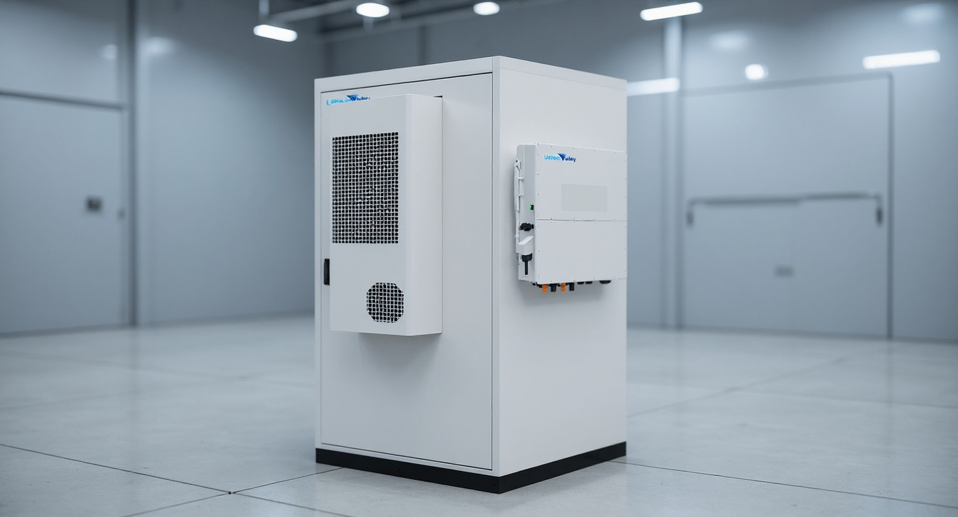 SafecubeA100A50PT battery system in a utility control and monitoring room.
